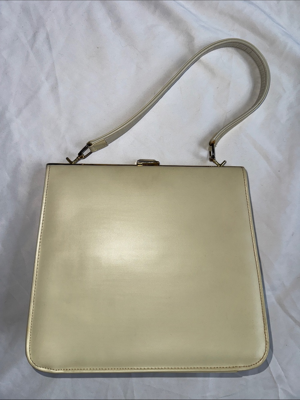 Vintage 90s Leather Clasp Top-Handle Women's Shoulder Bag